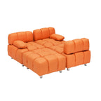 Sofá seccional plegable de 4 plazas con chaise longue, negro/naranja/blanco