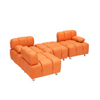Sofá seccional plegable de 4 plazas con chaise longue, negro/naranja/blanco