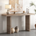 Mesa Consola de 150 cm, Natural/Negro, MDF + Chapa de Roble, Requiere Ensamblaje por 1 Persona, Recibidor y Sala de Estar