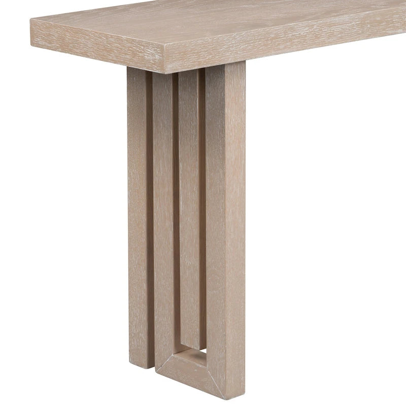 Mesa Consola de 150 cm, Natural/Negro, MDF + Chapa de Roble, Requiere Ensamblaje por 1 Persona, Recibidor y Sala de Estar