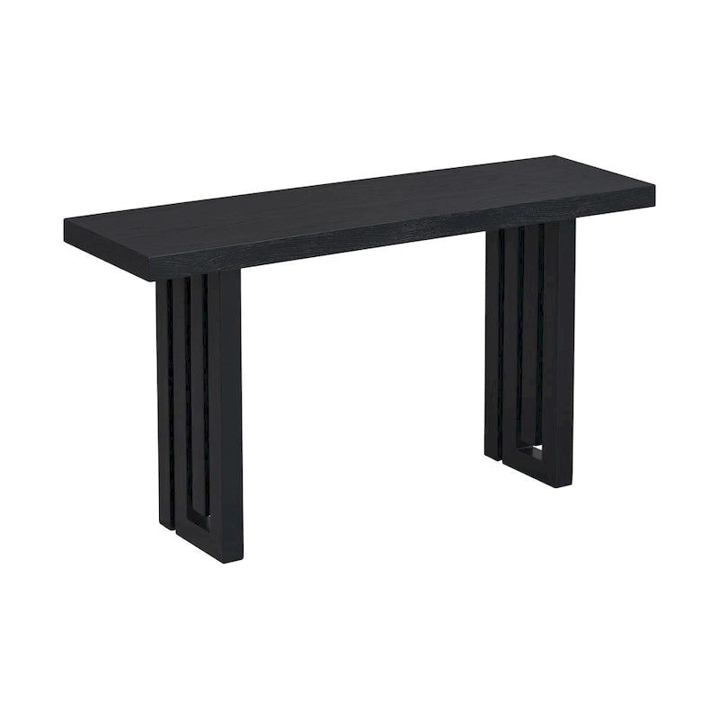 Mesa Consola de 150 cm, Natural/Negro, MDF + Chapa de Roble, Requiere Ensamblaje por 1 Persona, Recibidor y Sala de Estar
