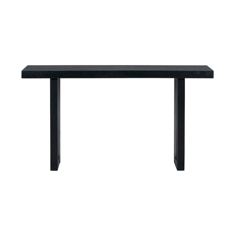Mesa Consola de 150 cm, Natural/Negro, MDF + Chapa de Roble, Requiere Ensamblaje por 1 Persona, Recibidor y Sala de Estar