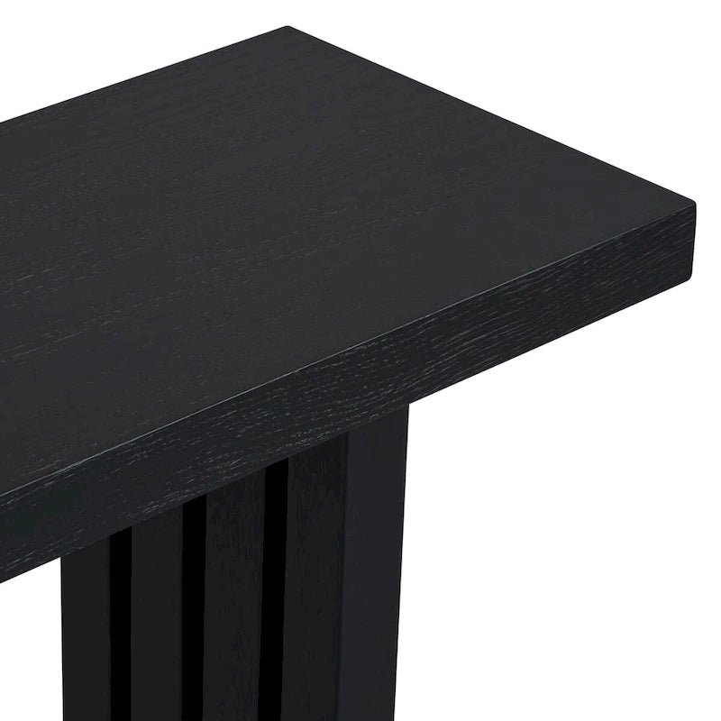 Mesa Consola de 150 cm, Natural/Negro, MDF + Chapa de Roble, Requiere Ensamblaje por 1 Persona, Recibidor y Sala de Estar