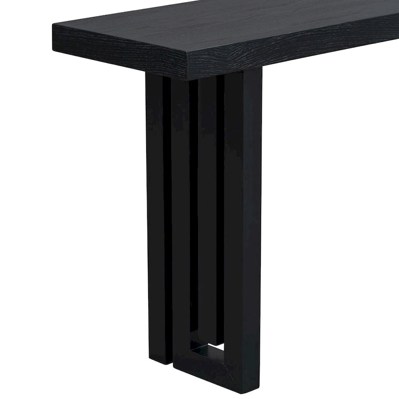 Mesa Consola de 150 cm, Natural/Negro, MDF + Chapa de Roble, Requiere Ensamblaje por 1 Persona, Recibidor y Sala de Estar