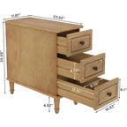Mesitas de noche con 3 cajones, estilo retro, color marrón/madera/negro, juego de 2