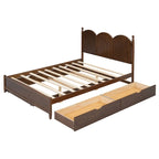 Cama plataforma queen gris/nogal/blanco con nido y 2 cajones, capacidad para 2 personas