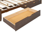 Cama plataforma queen gris/nogal/blanco con nido y 2 cajones, capacidad para 2 personas