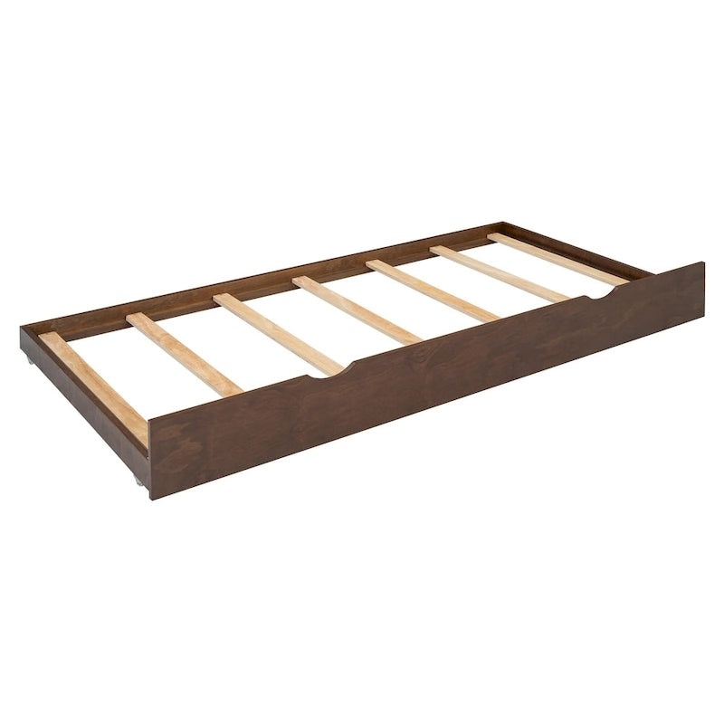 Cama plataforma queen gris/nogal/blanco con nido y 2 cajones, capacidad para 2 personas
