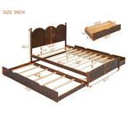 Cama plataforma queen gris/nogal/blanco con nido y 2 cajones, capacidad para 2 personas