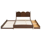 Cama plataforma queen gris/nogal/blanco con nido y 2 cajones, capacidad para 2 personas