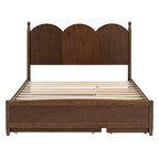 Cama plataforma queen gris/nogal/blanco con nido y 2 cajones, capacidad para 2 personas