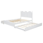 Cama plataforma queen gris/nogal/blanco con nido y 2 cajones, capacidad para 2 personas