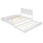 Cama plataforma queen gris/nogal/blanco con nido y 2 cajones, capacidad para 2 personas