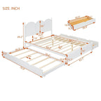 Cama plataforma queen gris/nogal/blanco con nido y 2 cajones, capacidad para 2 personas