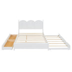 Cama plataforma queen gris/nogal/blanco con nido y 2 cajones, capacidad para 2 personas