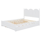 Cama plataforma queen gris/nogal/blanco con nido y 2 cajones, capacidad para 2 personas