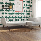Sofá Futón Seccional de Lino con Chaise Reversible, Asientos para 2–3 (Verde / Gris Claro / Azul)
