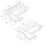 Sofá Futón Seccional de Lino con Chaise Reversible, Asientos para 2–3 (Verde / Gris Claro / Azul)