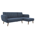 Sofá Futón Seccional de Lino con Chaise Reversible, Asientos para 2–3 (Verde / Gris Claro / Azul)