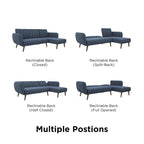 Sofá Futón Seccional de Lino con Chaise Reversible, Asientos para 2–3 (Verde / Gris Claro / Azul)