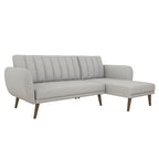 Sofá Futón Seccional de Lino con Chaise Reversible, Asientos para 2–3 (Verde / Gris Claro / Azul)