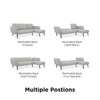Sofá Futón Seccional de Lino con Chaise Reversible, Asientos para 2–3 (Verde / Gris Claro / Azul)