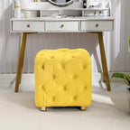 Otomana cúbica de terciopelo beige / rosa / amarillo / azul / morado, sin brazos, de un solo asiento