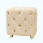 Otomana cúbica de terciopelo beige / rosa / amarillo / azul / morado, sin brazos, de un solo asiento