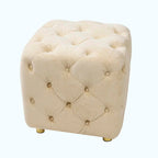 Otomana cúbica de terciopelo beige / rosa / amarillo / azul / morado, sin brazos, de un solo asiento