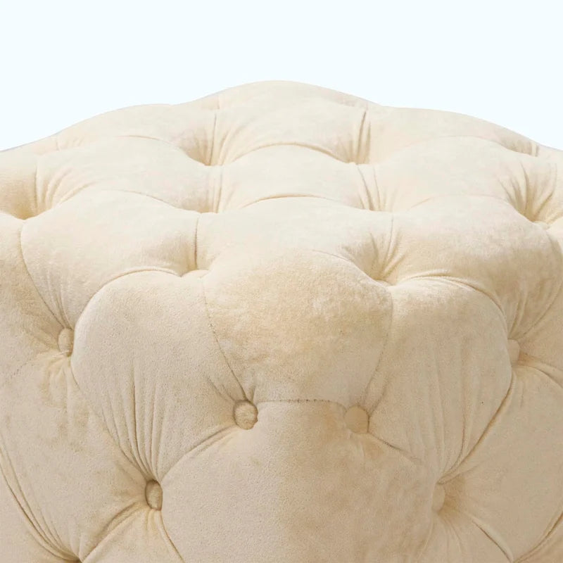 Otomana cúbica de terciopelo beige / rosa / amarillo / azul / morado, sin brazos, de un solo asiento