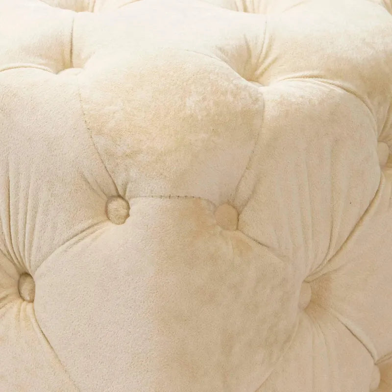Otomana cúbica de terciopelo beige / rosa / amarillo / azul / morado, sin brazos, de un solo asiento