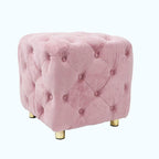 Otomana cúbica de terciopelo beige / rosa / amarillo / azul / morado, sin brazos, de un solo asiento
