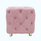 Otomana cúbica de terciopelo beige / rosa / amarillo / azul / morado, sin brazos, de un solo asiento