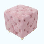 Otomana cúbica de terciopelo beige / rosa / amarillo / azul / morado, sin brazos, de un solo asiento