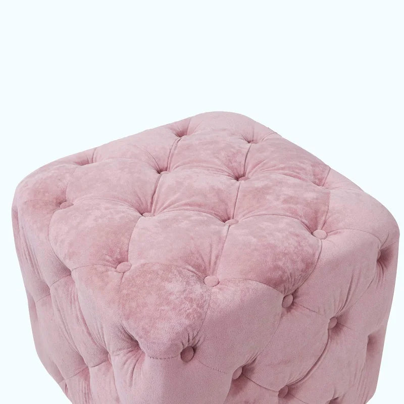 Otomana cúbica de terciopelo beige / rosa / amarillo / azul / morado, sin brazos, de un solo asiento