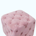 Otomana cúbica de terciopelo beige / rosa / amarillo / azul / morado, sin brazos, de un solo asiento