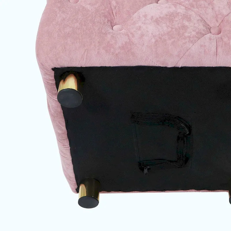 Otomana cúbica de terciopelo beige / rosa / amarillo / azul / morado, sin brazos, de un solo asiento