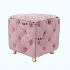 Otomana cúbica de terciopelo beige / rosa / amarillo / azul / morado, sin brazos, de un solo asiento