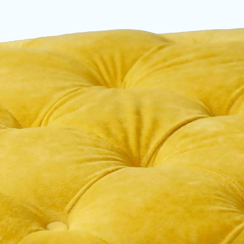 Otomana cúbica de terciopelo beige / rosa / amarillo / azul / morado, sin brazos, de un solo asiento
