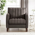 Sillón decorativo de cuero acanalado Chocolate/Azul noche – 1 plaza