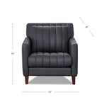 Sillón decorativo de cuero acanalado Chocolate/Azul noche – 1 plaza