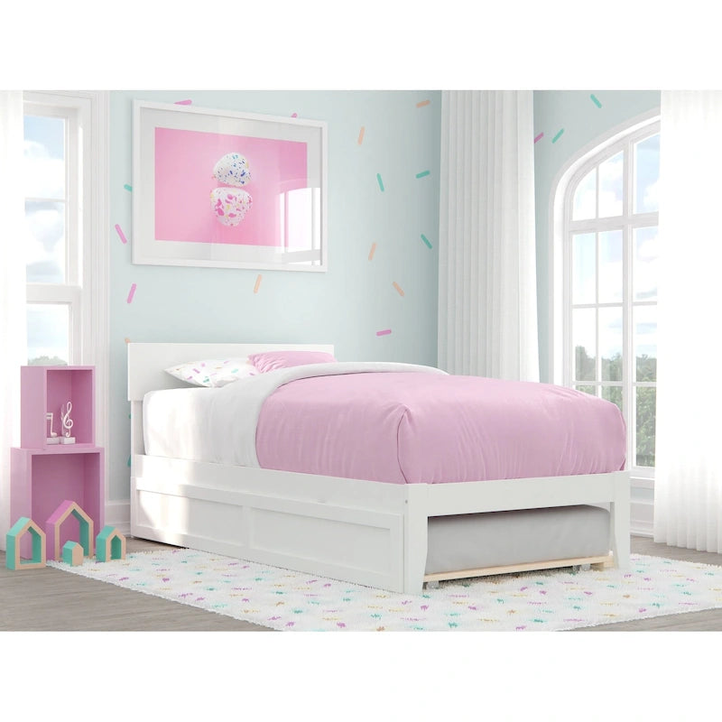 Cama plataforma con paneles de nogal/blanco/gris/espresso con nido - 1 persona