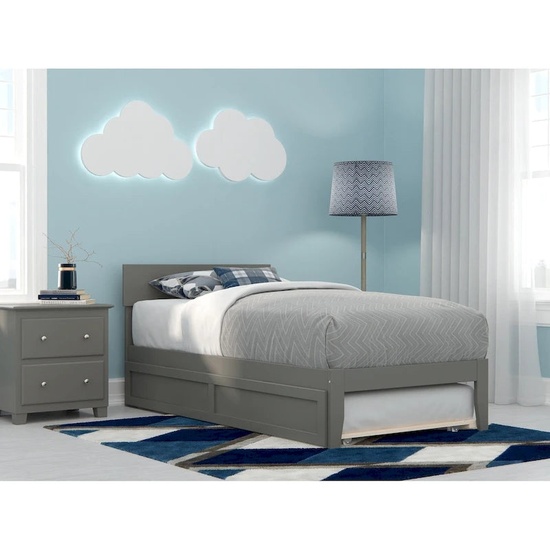 Cama plataforma con paneles de nogal/blanco/gris/espresso con nido - 1 persona