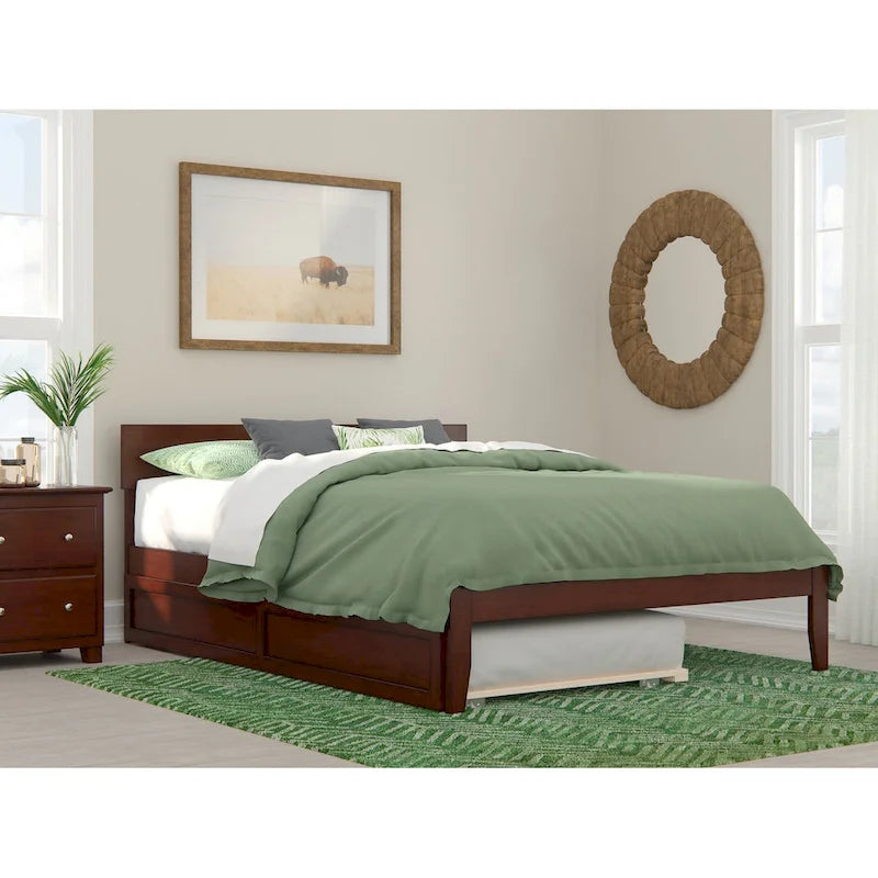 Cama plataforma con paneles de nogal/blanco/gris/espresso con nido - 1 persona