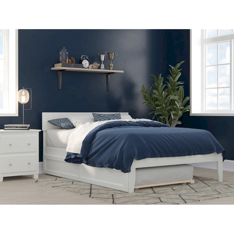 Cama plataforma con paneles de nogal/blanco/gris/espresso con nido - 1 persona