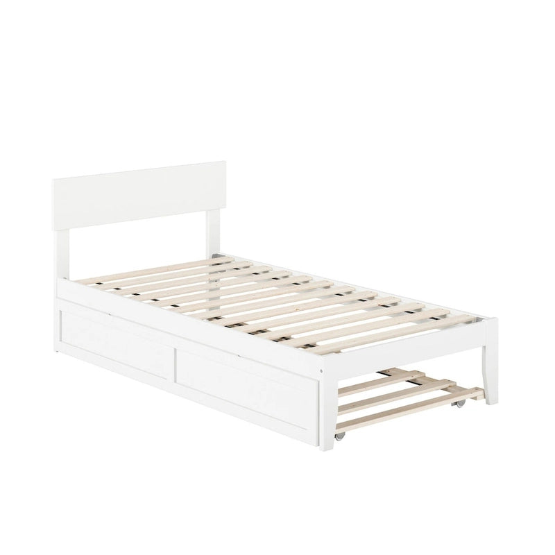 Cama plataforma con paneles de nogal/blanco/gris/espresso con nido - 1 persona