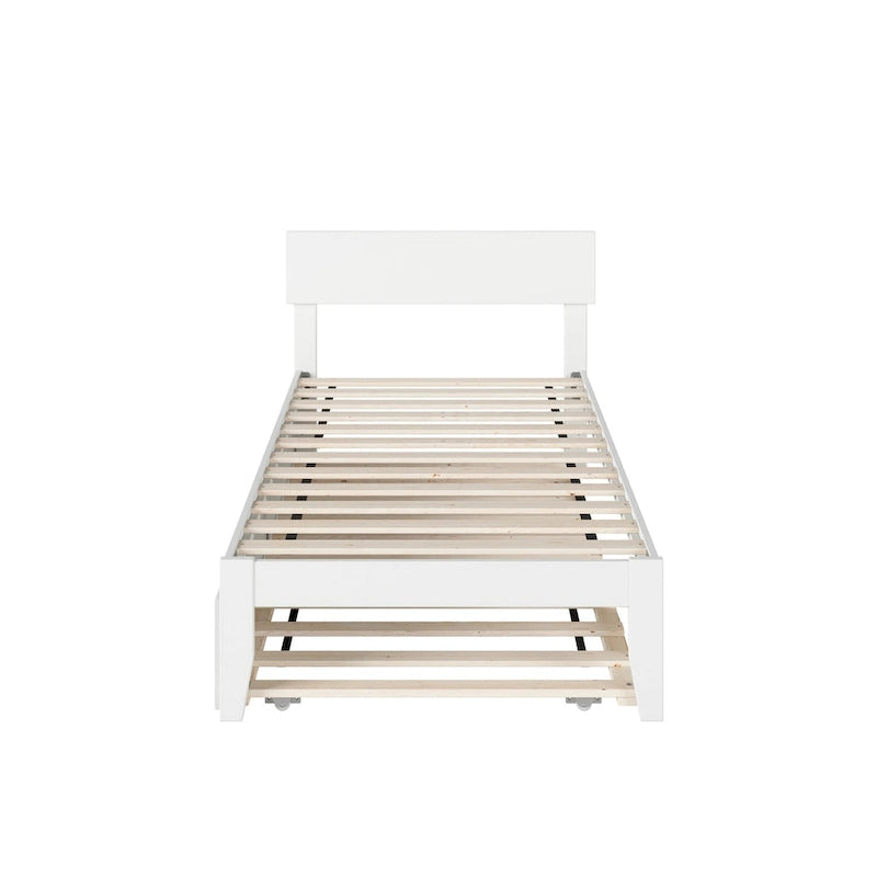Cama plataforma con paneles de nogal/blanco/gris/espresso con nido - 1 persona