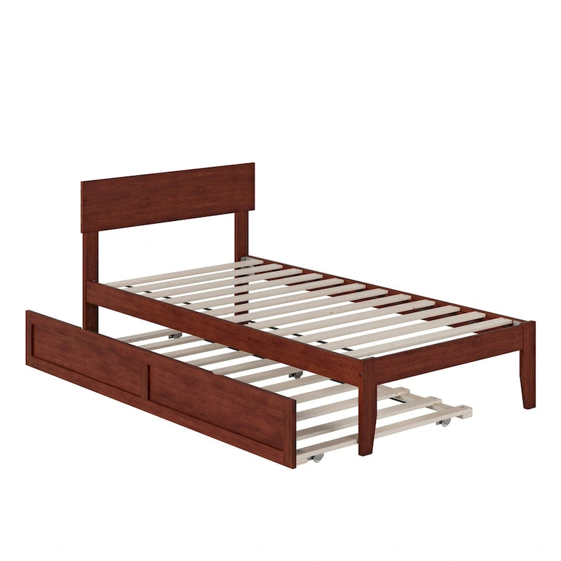 Cama plataforma con paneles de nogal/blanco/gris/espresso con nido - 1 persona