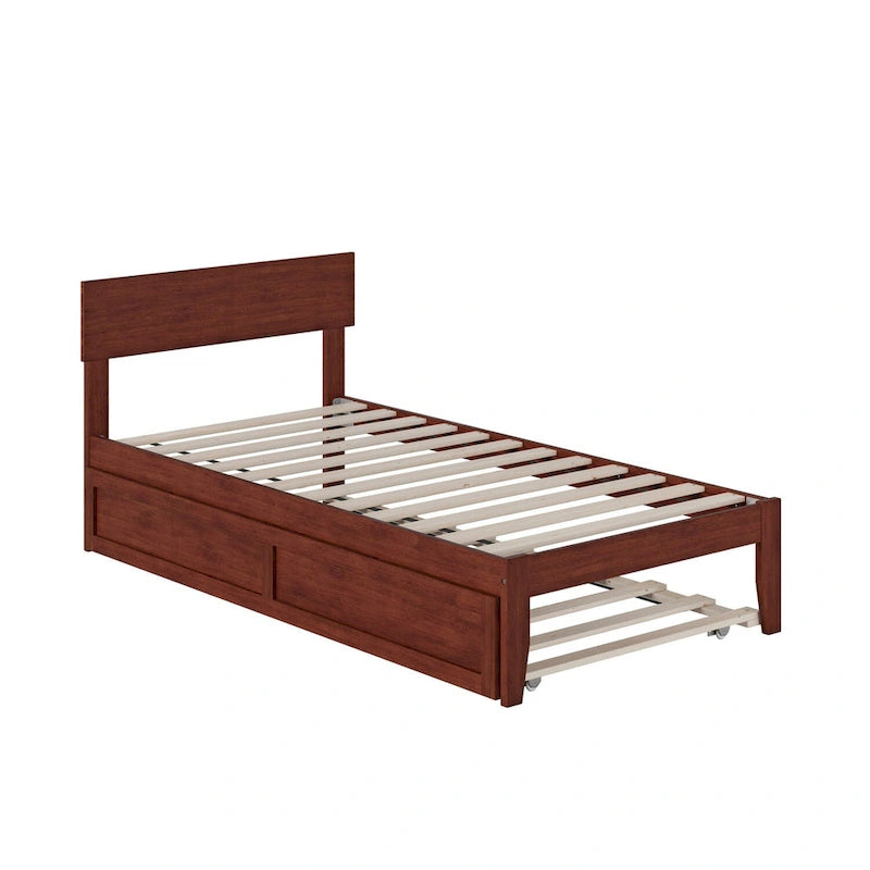 Cama plataforma con paneles de nogal/blanco/gris/espresso con nido - 1 persona