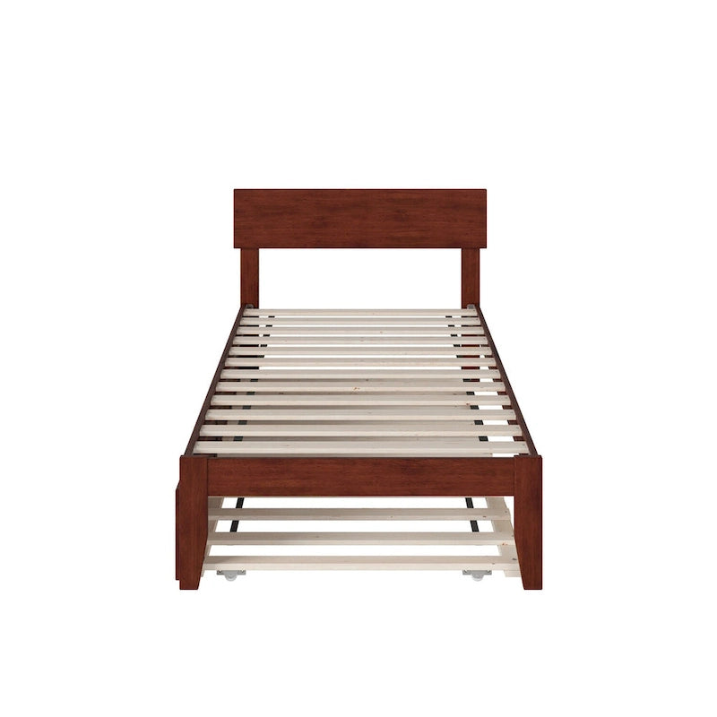 Cama plataforma con paneles de nogal/blanco/gris/espresso con nido - 1 persona